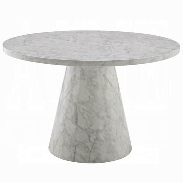 Kacie Gray Wood 47 in. Pedestal Base Dining Table Seats 4