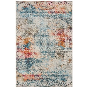 Luxor Ivory/Blue 7 ft. x 9 ft. Abstract Gradient Area Rug