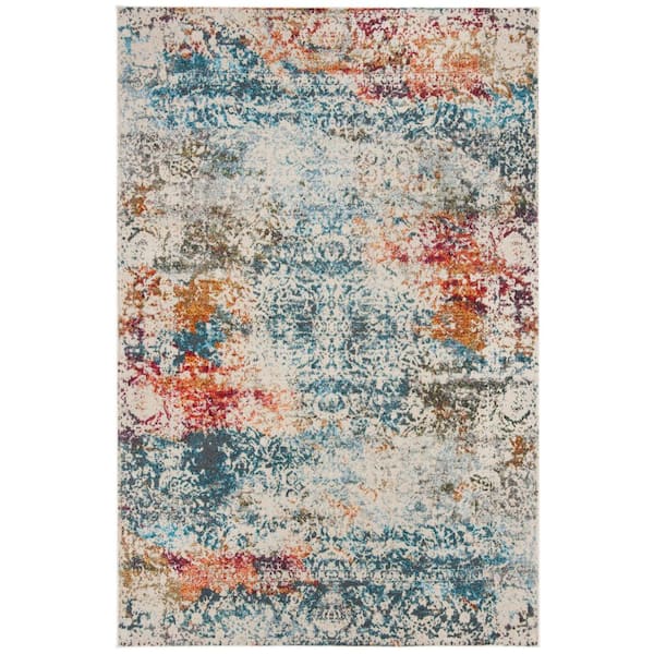 SAFAVIEH Luxor Ivory/Blue 7 ft. x 9 ft. Abstract Gradient Area Rug