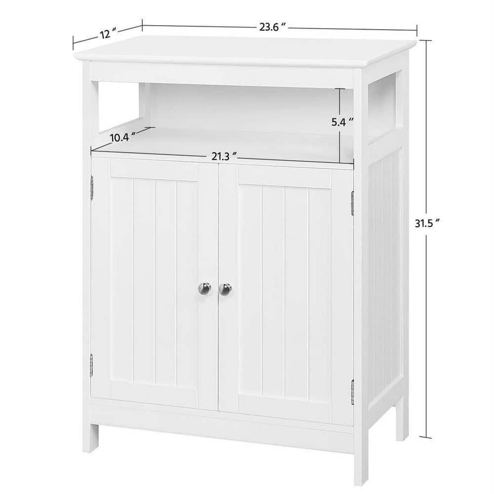 White MDF Living Room Cabinet with Adjustable Shelving