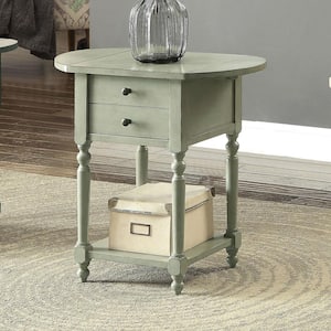 Durrie 25 in. Antique Gray Rectangle Wood Side Table with Drop-Leaf