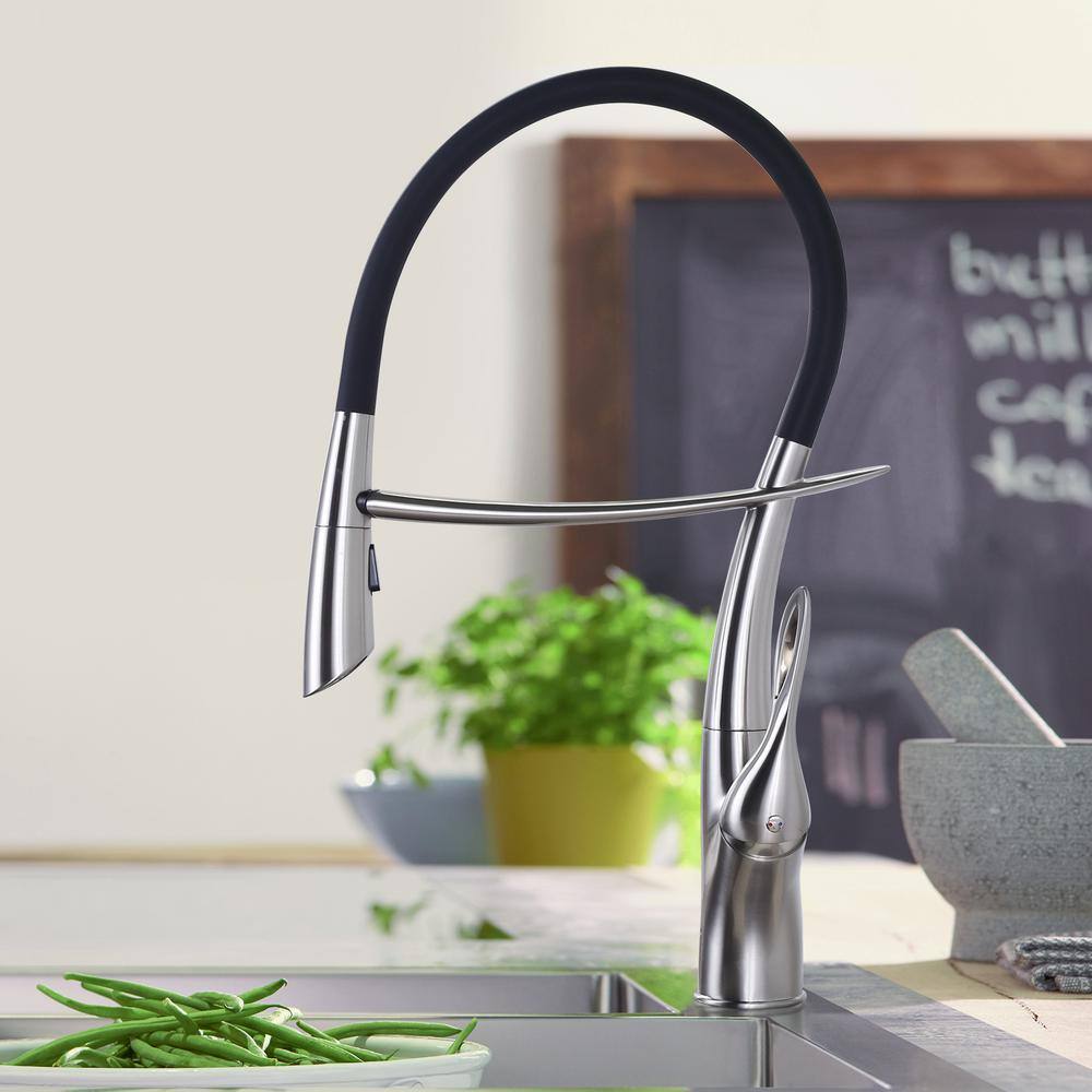 Brushed Nickel Single-Handle Pull-Out Kitchen Faucet with Spray