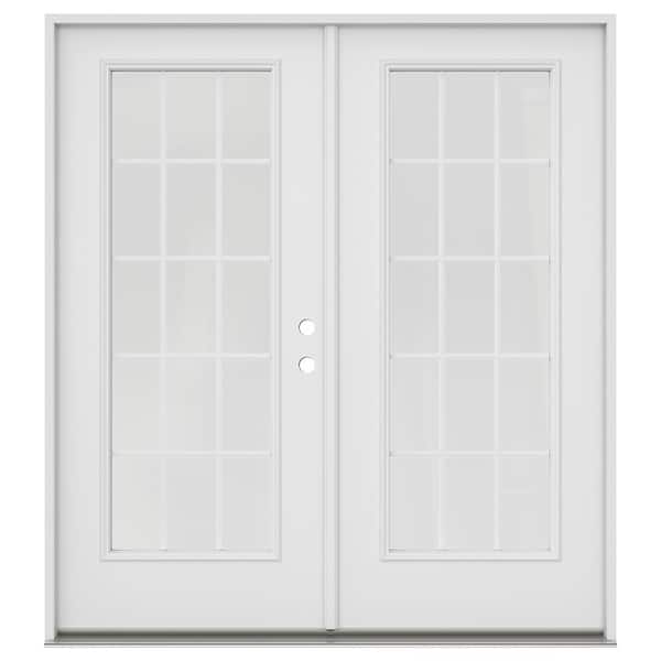 JELD-WEN 72 in. x 80 in. Primed Steel Left-Hand Inswing 15 Lite Glass Active/Stationary Patio Door