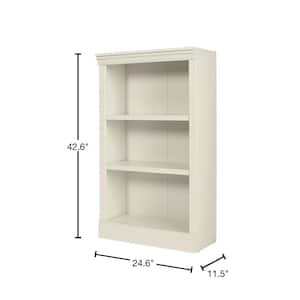 43 in. Off White 3-Shelf Classic Bookcase with Adjustable Shelves