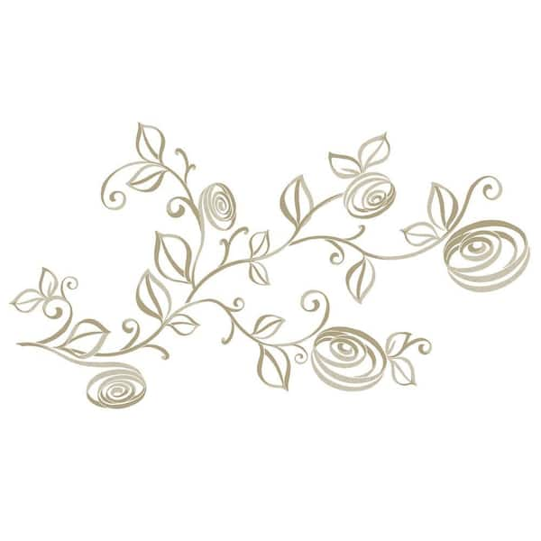 RoomMates 5 in. x 1 in. Stylized Roses Peel and Stick Wall Decals