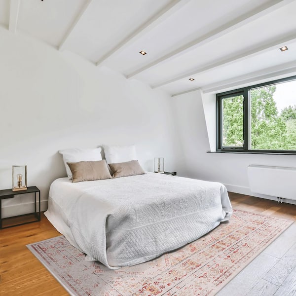 8 ft. x 10 ft. Black Burgundy Abstract Washable for Bedroom, Hallway, Kitchen, Playroom Area Rug