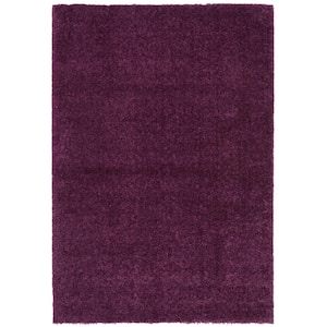 August Shag Purple Doormat 3 ft. x 5 ft. Solid Area Rug