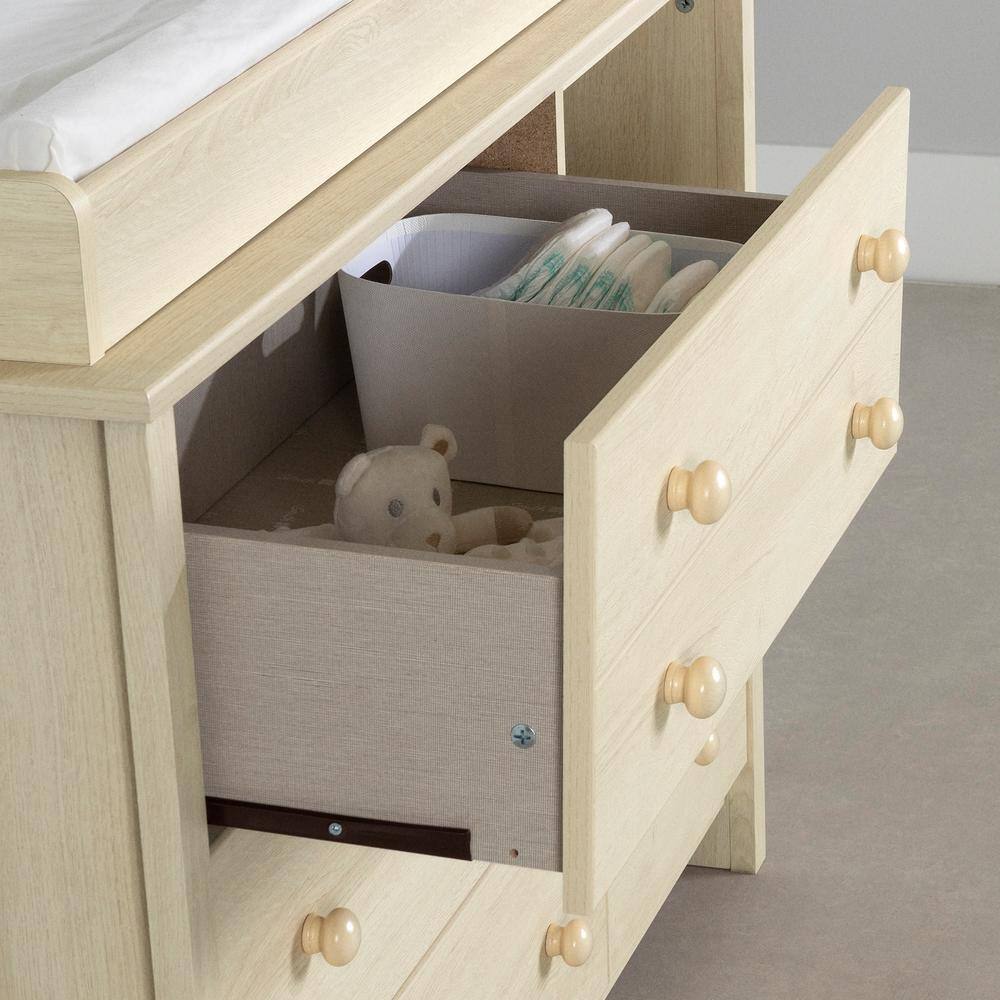 Bleached Oak Nursery Changing Table Dresser with Drawers