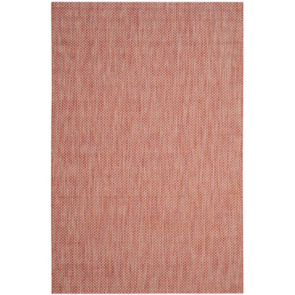 Red/Beige Synthetic Easy-Care Rectangular Area Rug, 6'7" X 9'6"