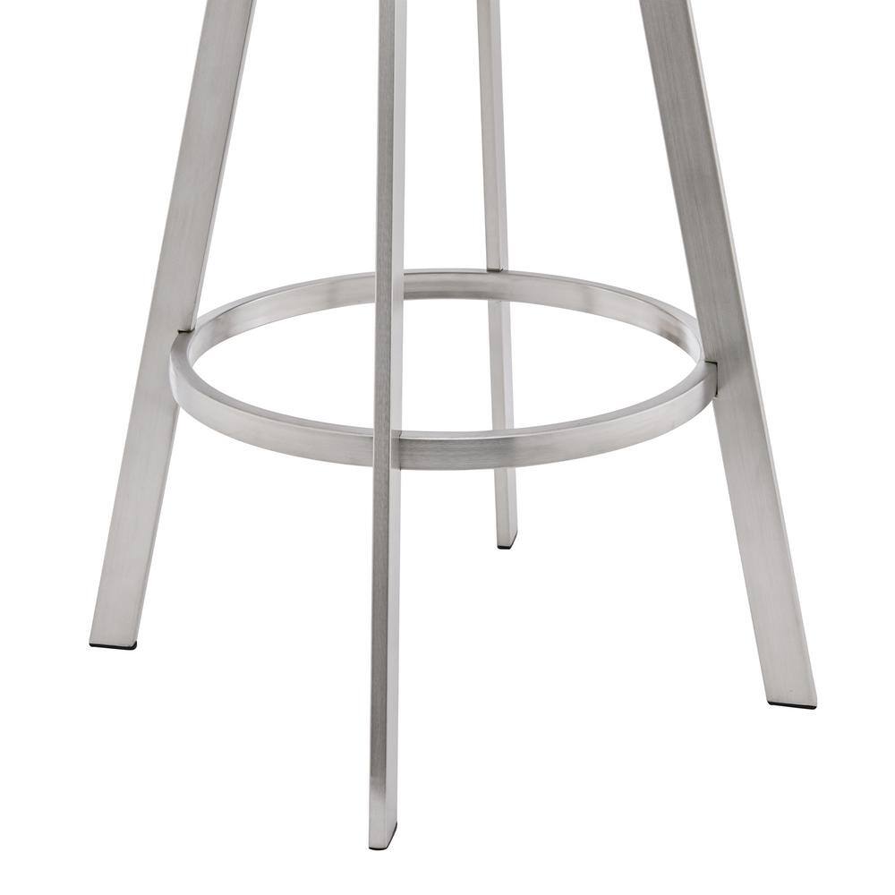 Gray Faux Leather and Stainless Steel Swivel Bar Stool