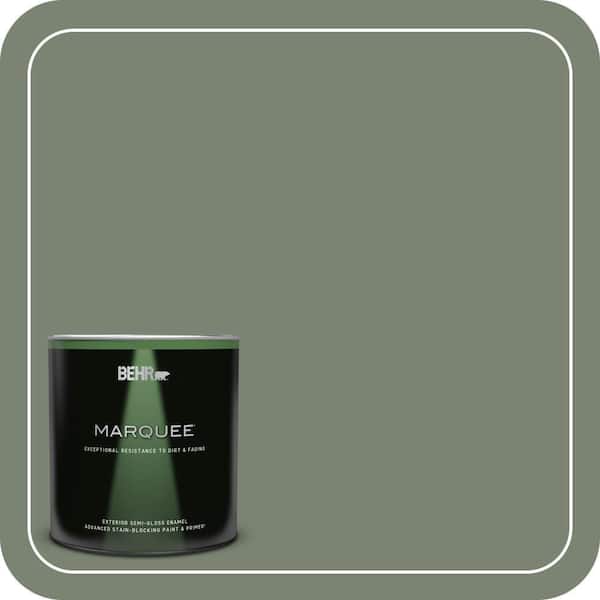 BEHR MARQUEE 1 qt. #ICC-77 Sage Green Semi-Gloss Enamel Exterior Paint & Primer