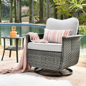 Fortune Dark Gray 2-Piece Wicker Outdoor Patio Conversation Set with Gray Cushions and Swivel Chairs