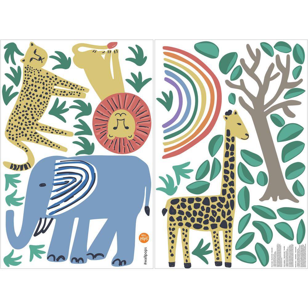 Safari Kingdom Jungle Animals Watercolor Wall Art Kit