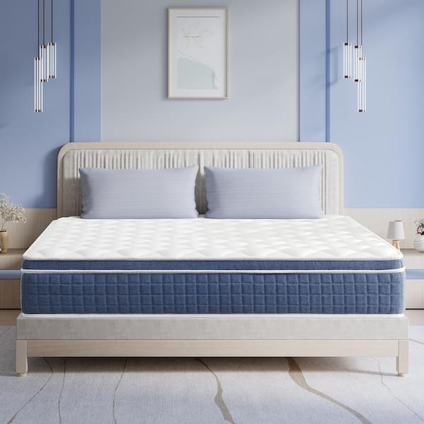 Twolike 14 in. Queen Size Plush Hybrid Foam Mattress, Pocket Spring, Pressure Relief and Cooling