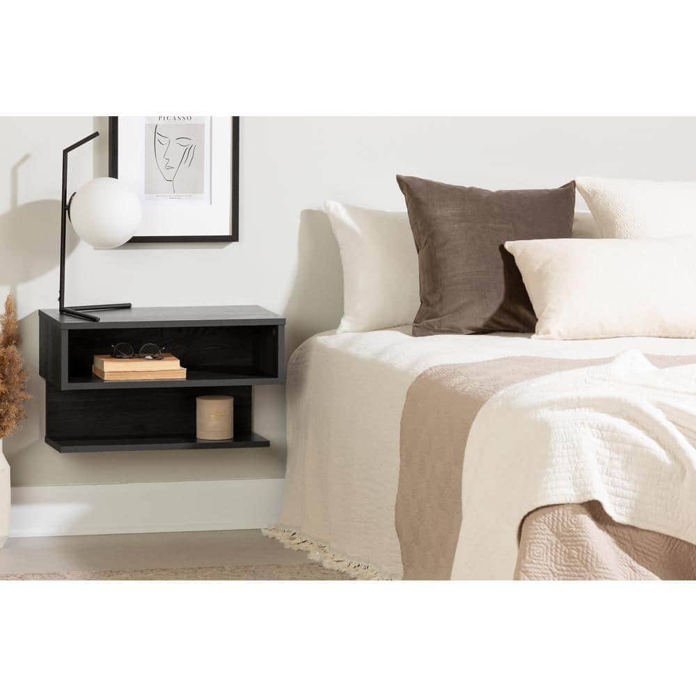 Contemporary Sleek Gray Oak Floating Nightstand