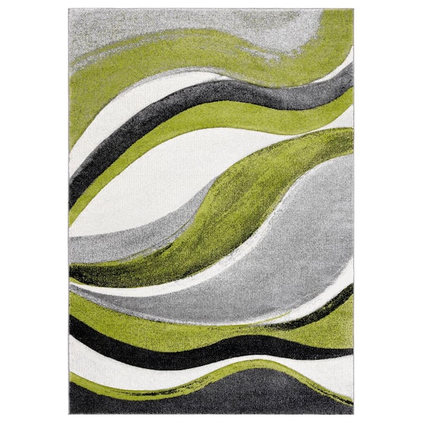 Hollywood 5 ft. x 8 ft. Gray/Green Abstract Area Rug