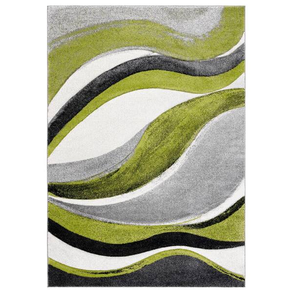 Hollywood 7 ft. x 9 ft. Gray/Green Abstract Area Rug