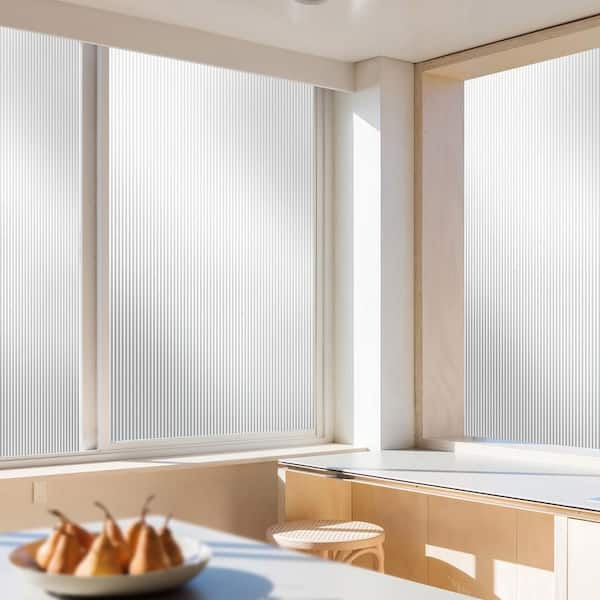 17.7 in. W x 78.7 in. L Decorative Frosted Privacy Window Film, Adhesive-Free Living Room Window Film