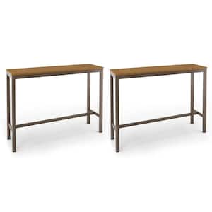 Humphrey 55 in. Teak Plastic HDPS Outdoor Bar Table Patio Waterproof Pub Height Dining Table For Balcony Indoor-2Pack