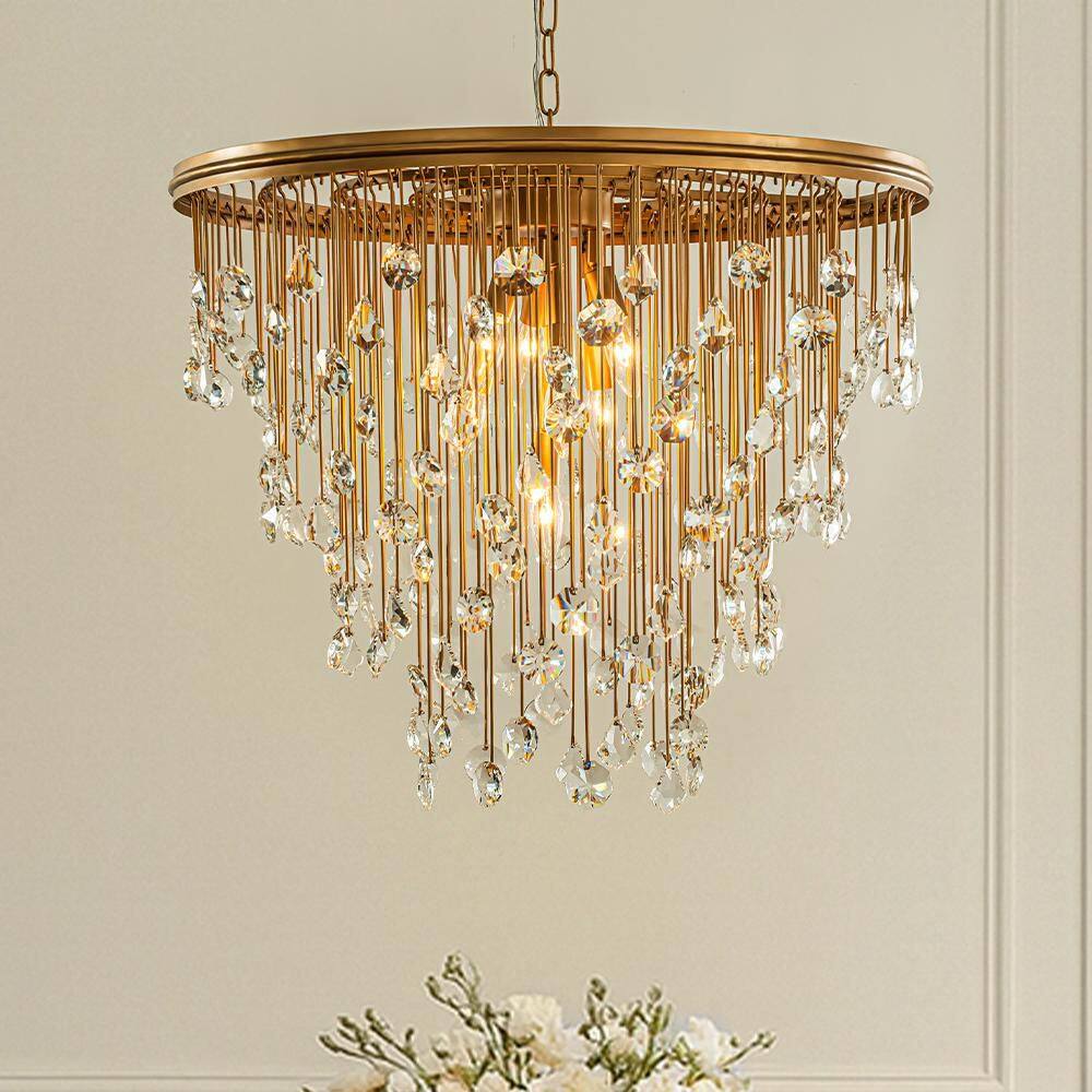 7-Light W28 in Antique Gold Mid-Century Modern Crystal Chandelier Vintage Glam Unique Ceiling Fixture for Living Room price history on PriceWatchPro