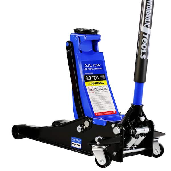 Amucolo 3 Ton (6,600 lbs.) Capacity Blue Hydraulic Low Profile and Steel Racing Floor Jack with Dual Piston Quick Lift Pump