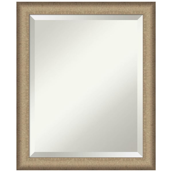 Amanti Art Medium Rectangle Elegant Brushed Bronze Beveled Glass Casual Mirror (23 in. H x 19 in. W)