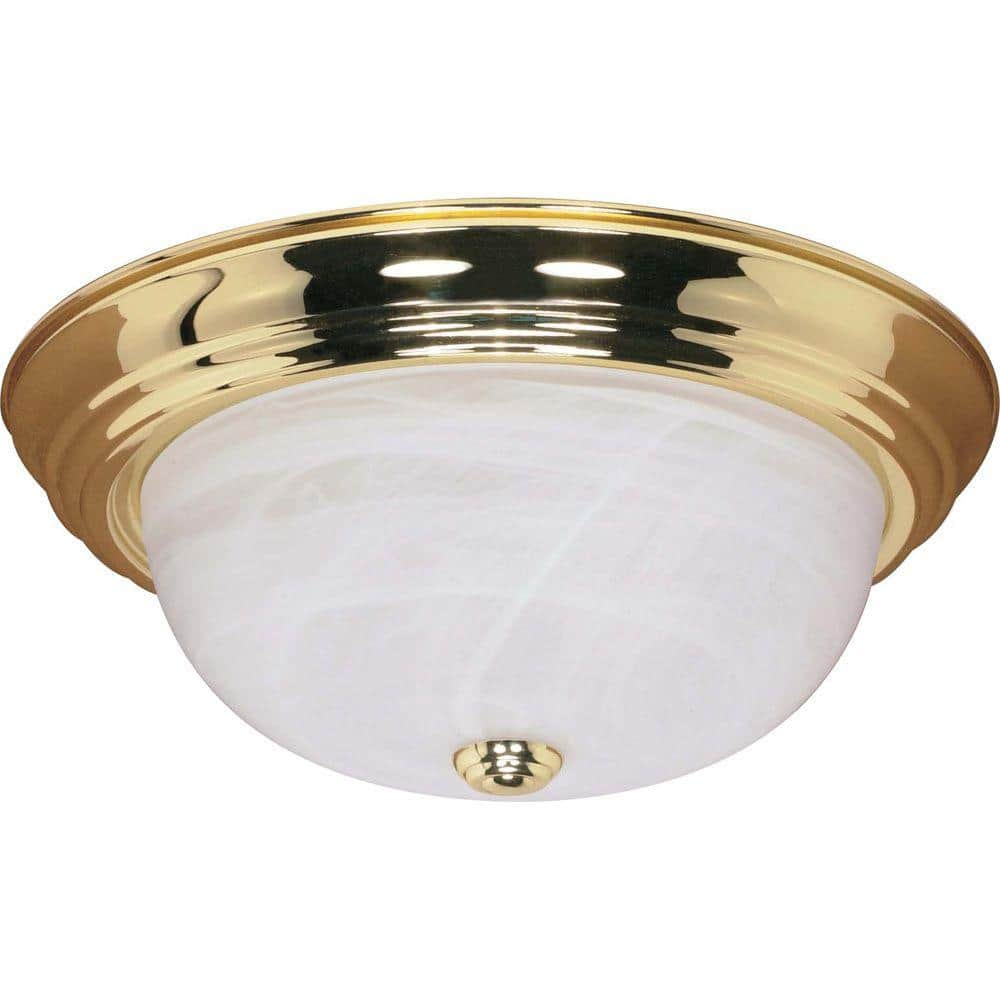 Nuvo 15 in. 3-Light Polished Brass Transitional Flush Mount with Alabaster Glass Shade and No Bulbs Included price history on PriceWatchPro