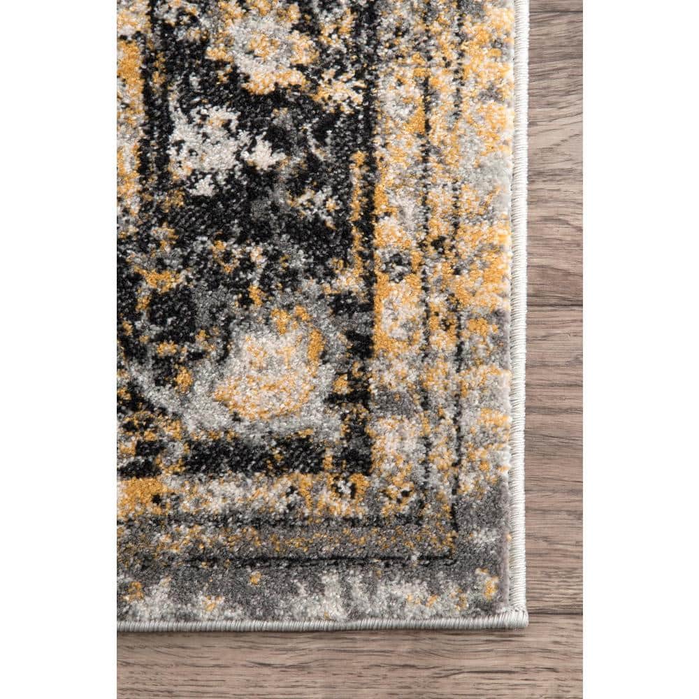 Vintage Medallion Gold 38" Rectangular Synthetic Area Rug