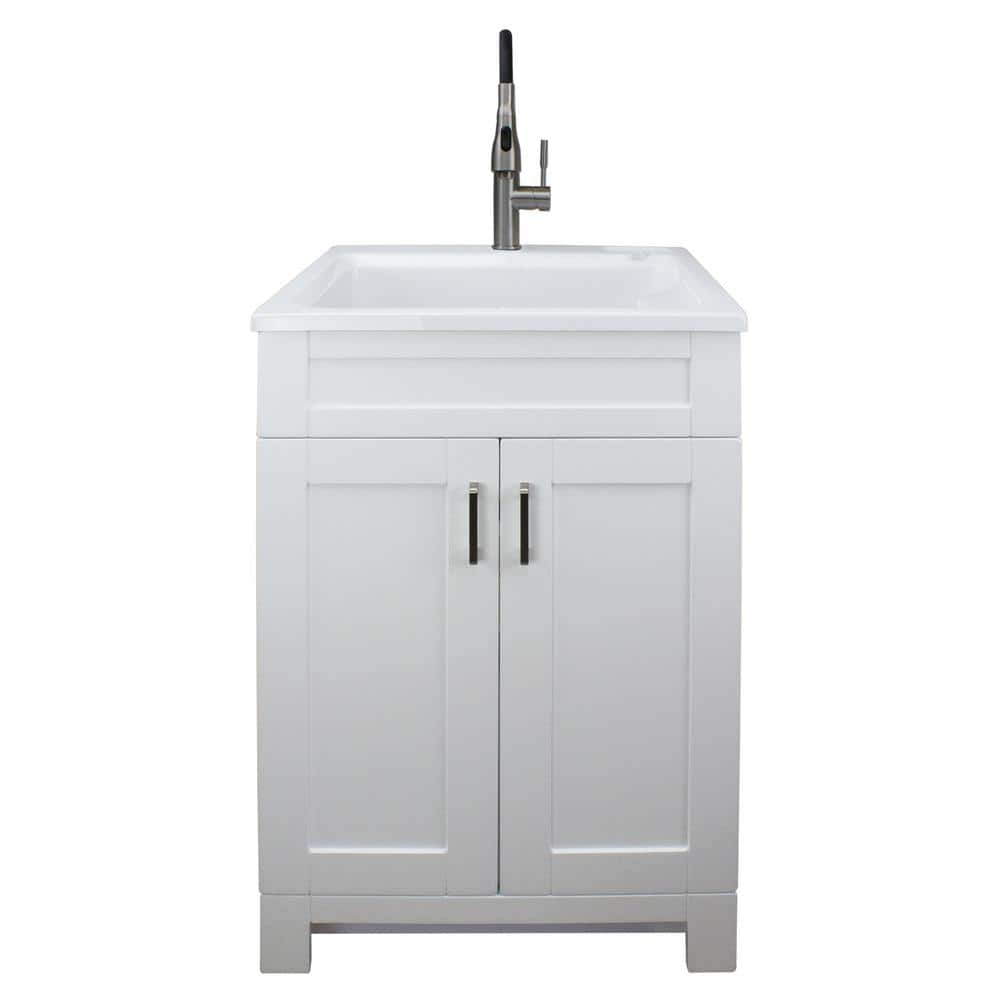 transform 21.34-in x 24.17-in 1-Basin White Freestanding Laundry