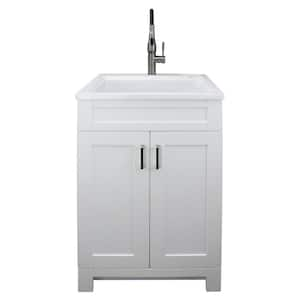 All-in-One 24.4 in. x 22 in. Acrylic Drop-In Laundry Sink and Cabinet with Faucet in White