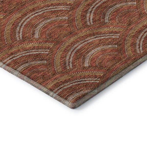 Mayfield Premium Machine Washable Abstract AMF984 Paprika 10 ft. x 14 ft. Area Rug
