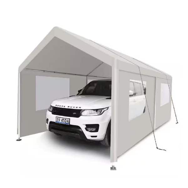 10 ft. W x 20 ft. D x 10 ft. H White Heavy Duty Portable Carport Garage Tent Vehicle Storage
