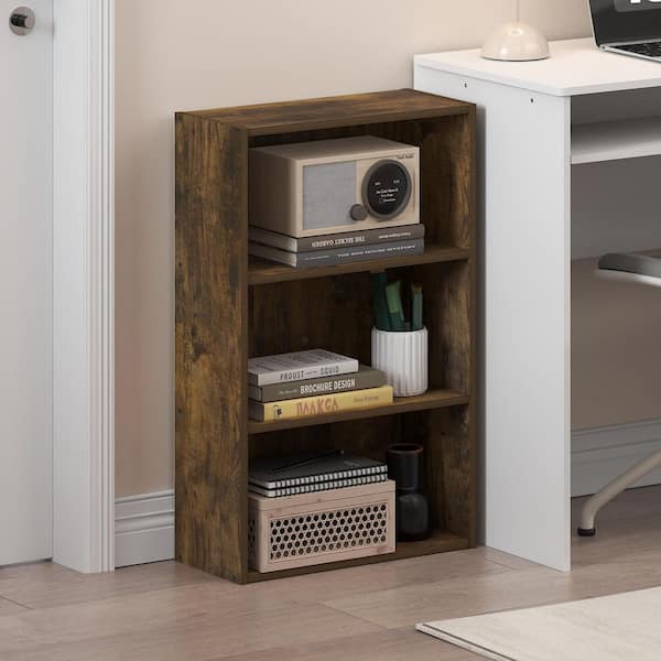 Furinno Basic 26 in. Tall Espresso Wood 3-Shelf Bookcase with Open