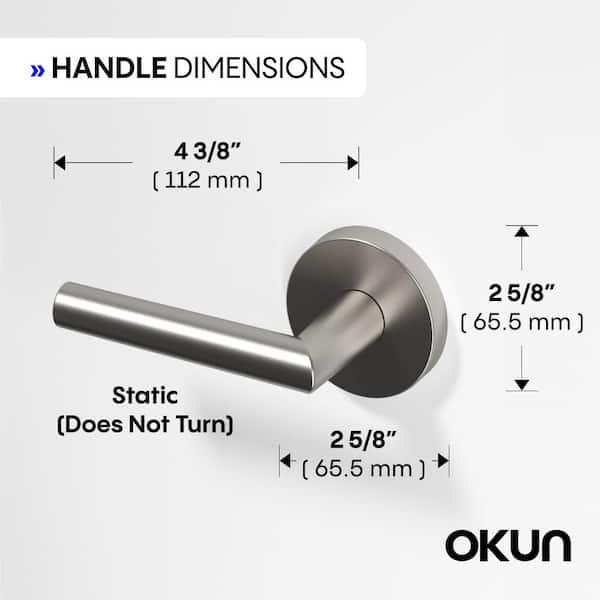 Okun Stark Metal Brushed Nickel Dummy Door Handle with Round