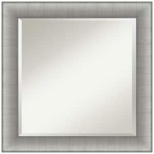 Elegant Brushed Pewter 24.75 in. H x 24.75 in. W Framed Wall Mirror
