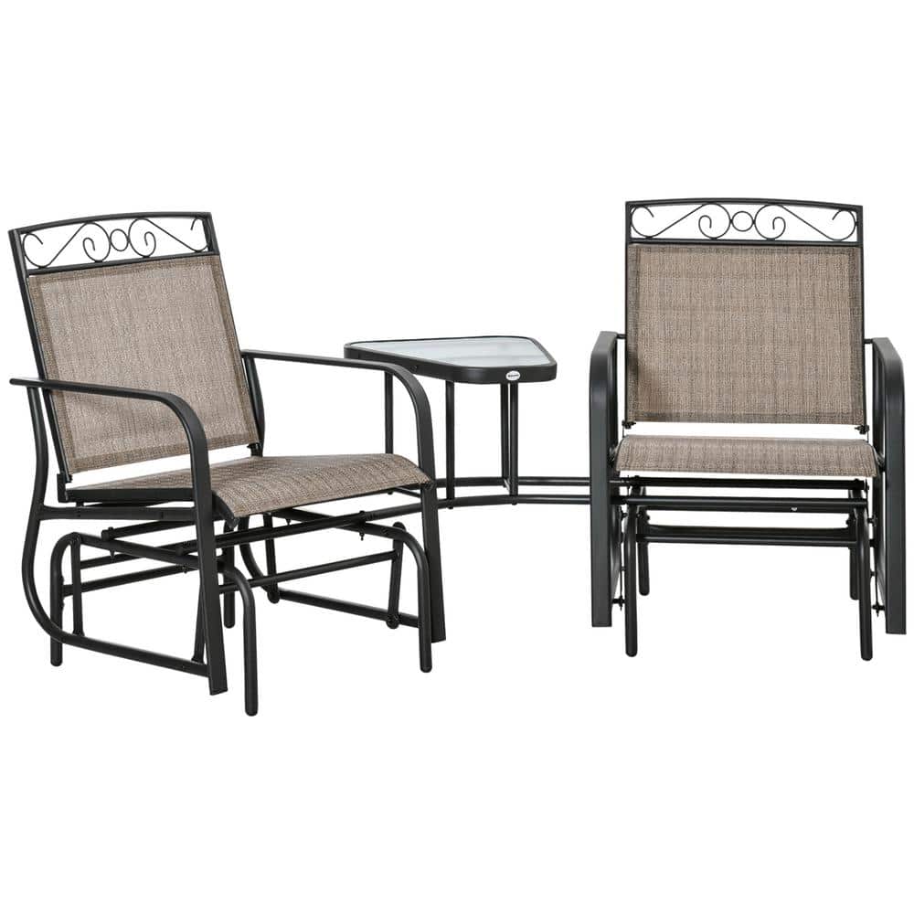 3-Piece Outdoor Metal Patio Conversation Seating Set with Coffee Table, for