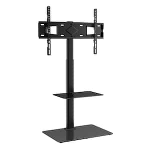 TV Mount Stands for 32 to 65 in. TVs Height Adjustable Floor TV Stand with Tempered Glass Base for Bedroom, Living Room