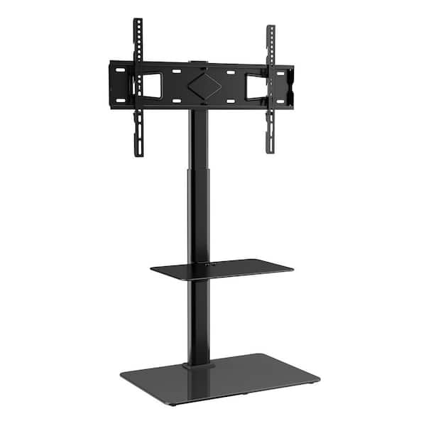 VEVOR TV Stand Mount for 32 to 65 in. TVs Height Adjustable Floor TV Stand with Tempered Glass Base for Bedroom, Living Room