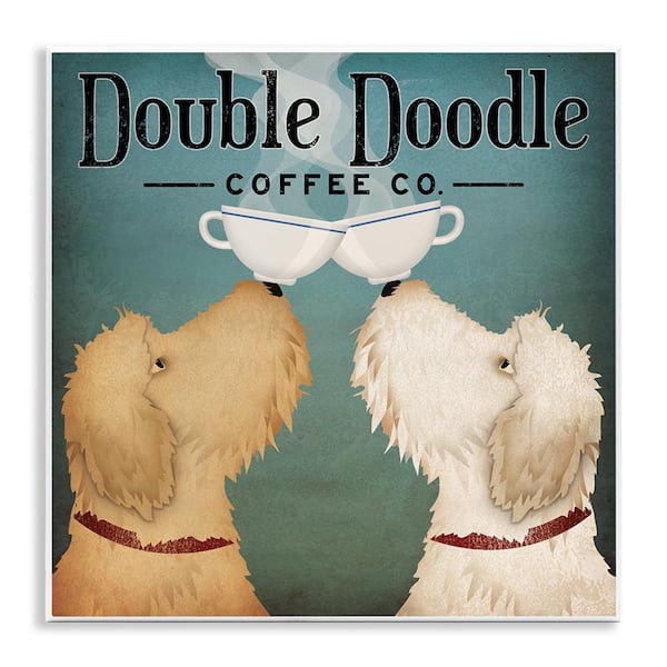 Doodle Dog Vintage Coffee Sign by Ryan Fowler Unframed Graphic Art Print Typography 12 in. x 12 in.