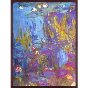Water Lilies, 1917 by Claude Monet Open Grain Mahogany Framed Nature Oil Painting Art Print 38.5 in. x 50.5 in