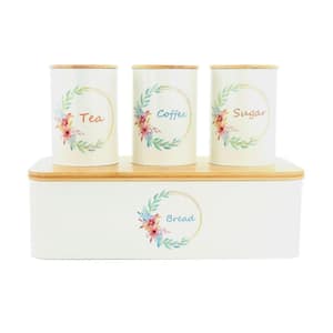 4 Piece Iron Canister Set in White