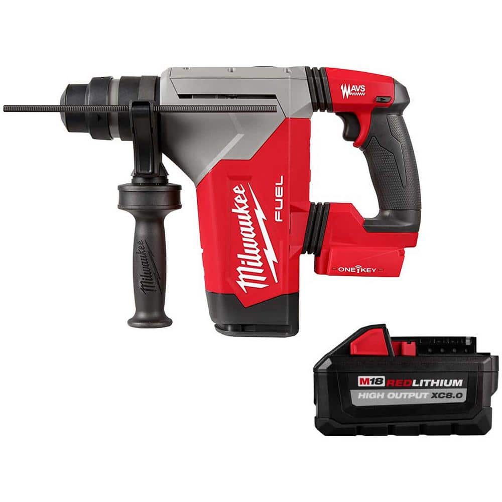 M18 FUEL 18V Lithium-Ion Brushless Cordless SDS-Plus 1-1/8 in. Rotary Hammer Drill w/HIGH OUTPUT XC 8.0 Ah Battery -  Milwaukee