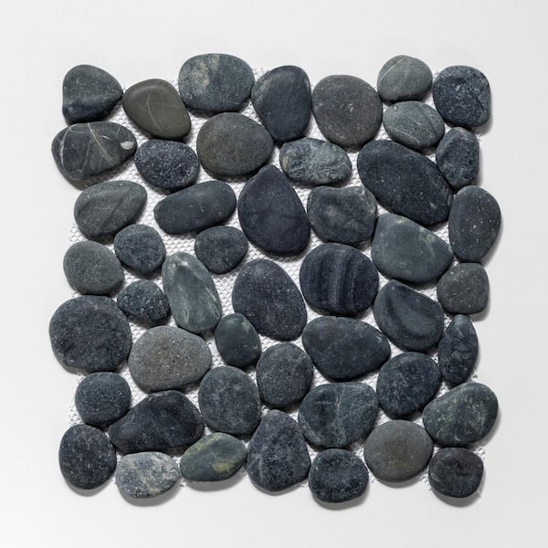 Classic Pebble Mosaic Tile Sample Color Black 4 in. x 6 in.