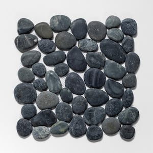 Classic Pebble Mosaic Tile Sample Color Black 4 in. x 6 in.