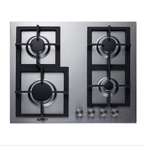 24 in. Gas Cooktop in Stainless Steel with 4-Burners