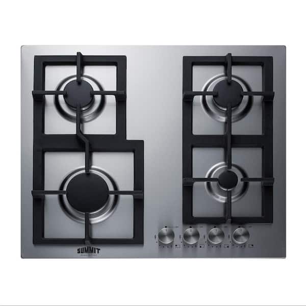 Summit Appliance 24 in. Gas Cooktop in Stainless Steel with 4-Burners