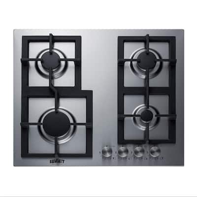 24 in. LP Gas Cooktop in Stainless Steel with 4 Burners