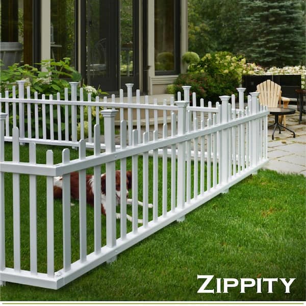 2.5 ft. x 4.7 ft. Madison No-Dig Vinyl Garden Picket Fence Panel Kit (2-Pack)
