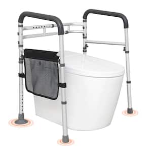 Toilet Safety Rail Folding Toilet Seat Frame Adjustable Width and Height Fit Most Toilets Supports 300 lbs. Stand Alone