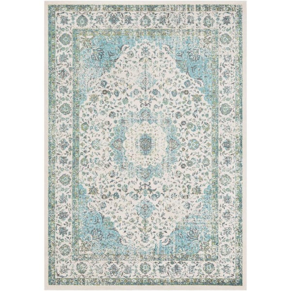 Artistic Weavers Kathy Cream/Aqua 9 ft. 3 in. x 12 ft. 3 in. Oriental Area Rug